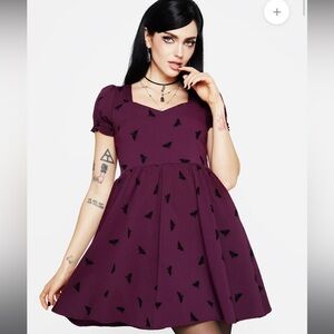 Disturbia Styx Moth Flocked Velour Print Mini Dress